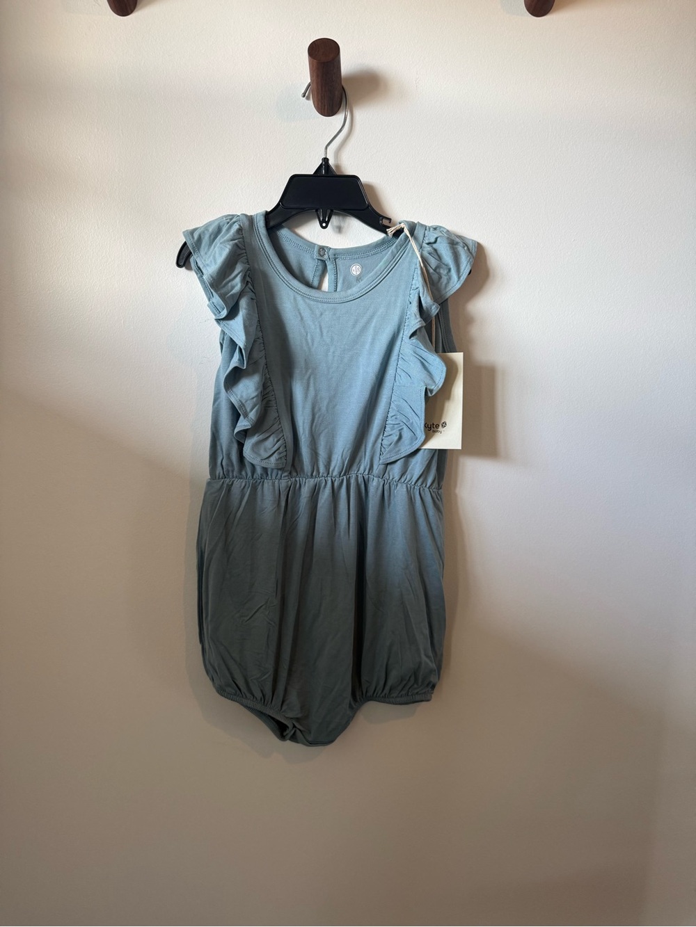 Kyte BABY Dusty Blue Ruffle Bubble Romper